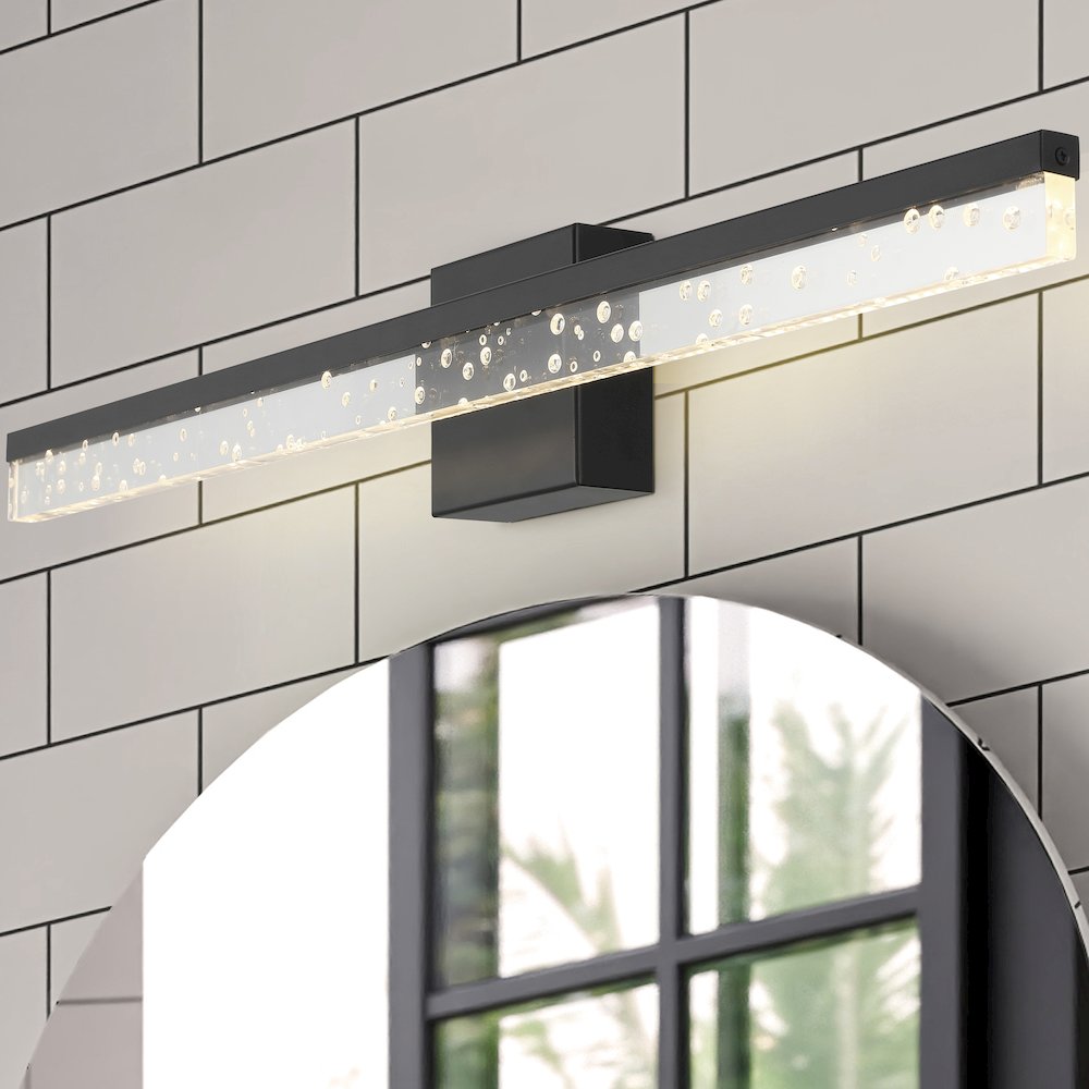 Mario Modern Contemporary Iron/Seeded Acrylic Integrated Led Vanity Light. Picture 13