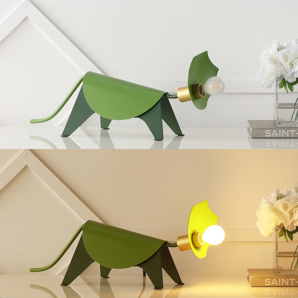 Gretchen Modern Industrial Iron Triceratops Led Kids' Lamp. Picture 5
