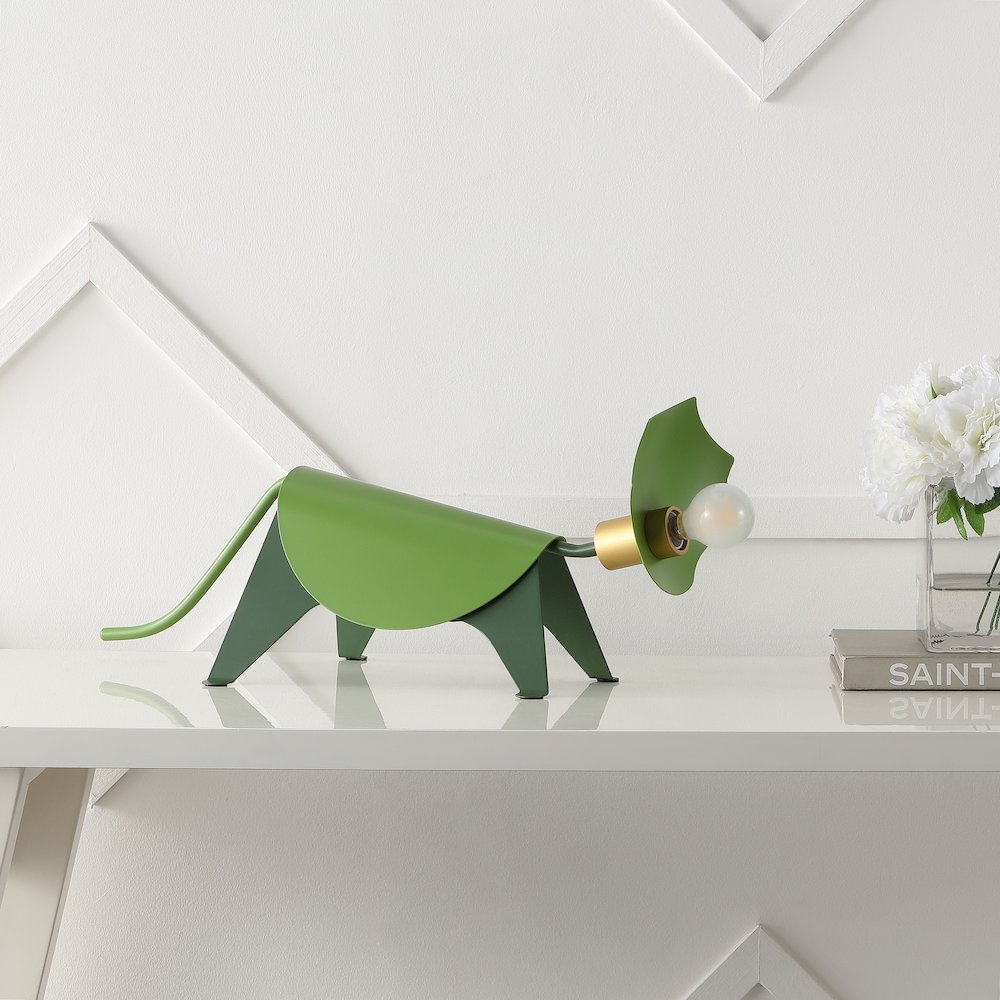 Gretchen Modern Industrial Iron Triceratops Led Kids' Lamp. Picture 1