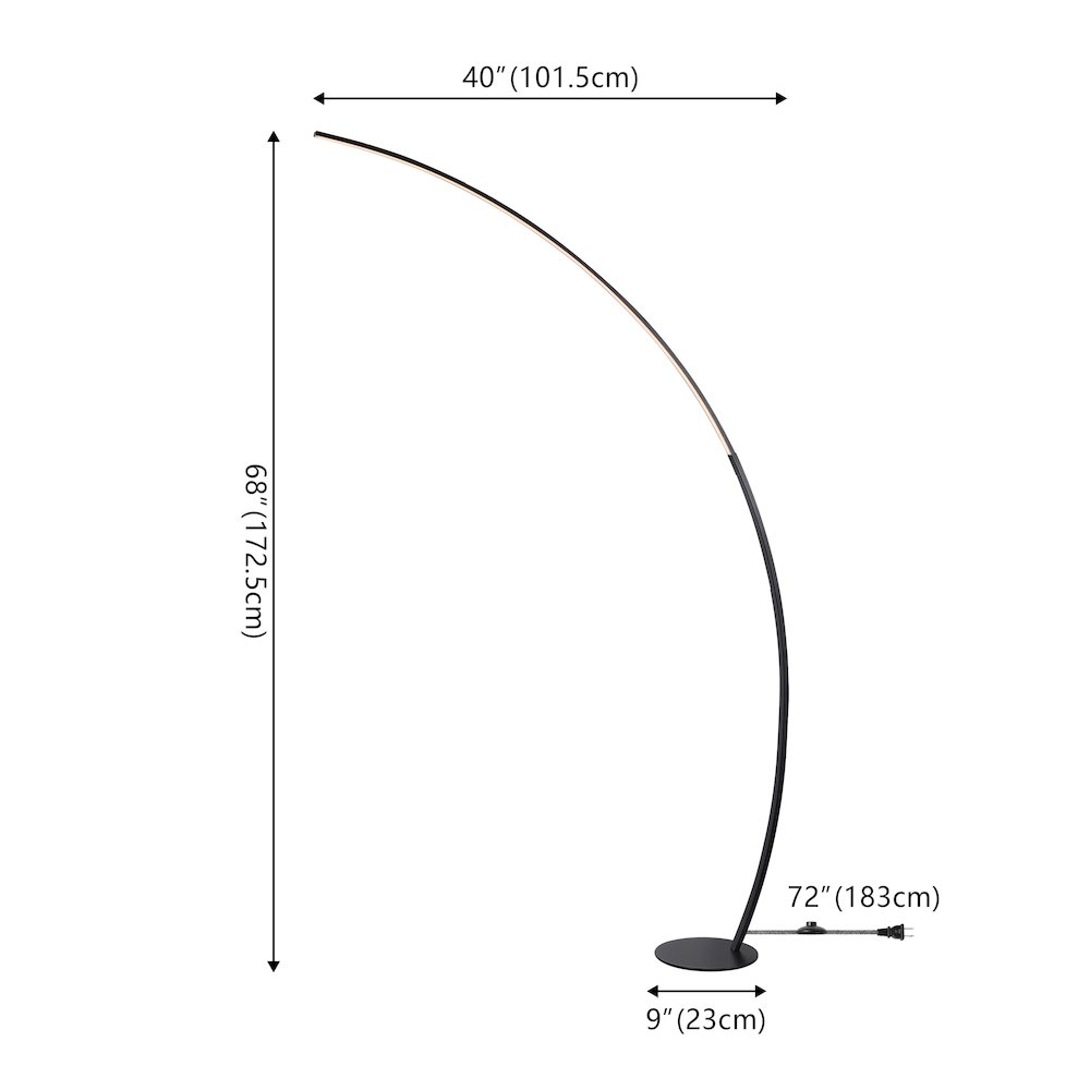 Enzo Contemporary Minimalist Metal Arc Dimmable Integrated Led Floor Lamp. Picture 3