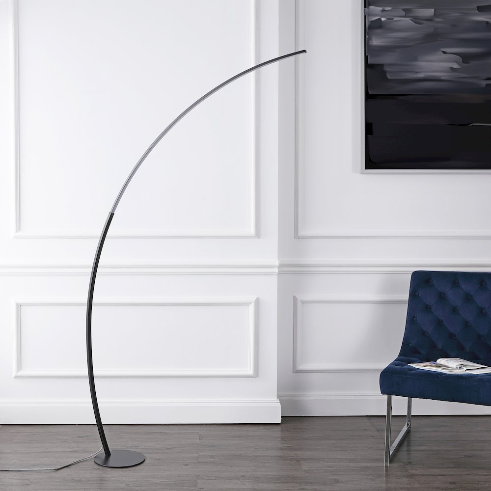 Enzo Contemporary Minimalist Metal Arc Dimmable Integrated Led Floor Lamp. Picture 1