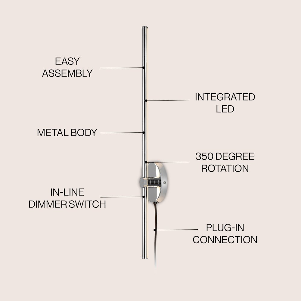 Minimalist Iron Adjustable Bar Integrated Led Plug-In Sconce. Picture 6