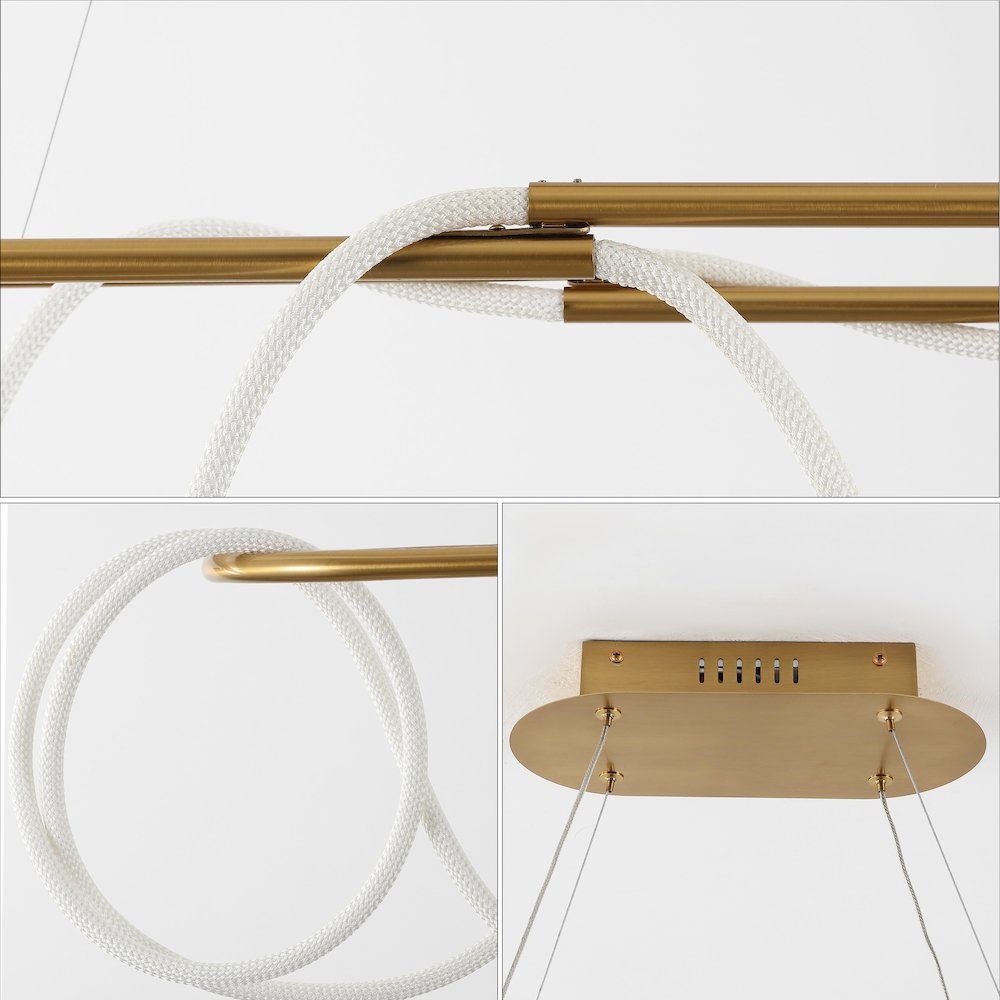 Contemporary Adjustable Silicone Rope Metal Dimmable Integrated LED Chandelier. Picture 4