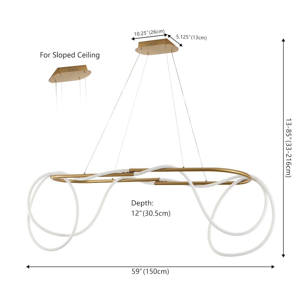 Contemporary Adjustable Silicone Rope Metal Dimmable Integrated LED Chandelier. Picture 1