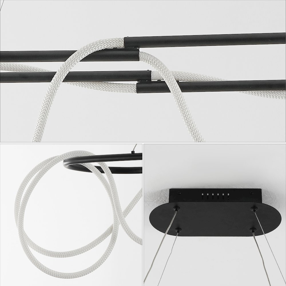 Contemporary Adjustable Silicone Rope Metal Dimmable Integrated LED Chandelier. Picture 4