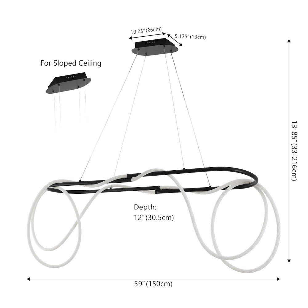 Contemporary Adjustable Silicone Rope Metal Dimmable Integrated LED Chandelier. Picture 1