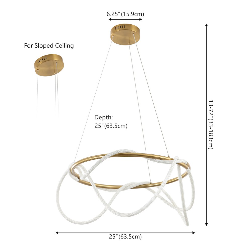 Minimalist 360 Adjustable Silicone Neon Rope Dimmable Integrated LED Chandelier. Picture 3