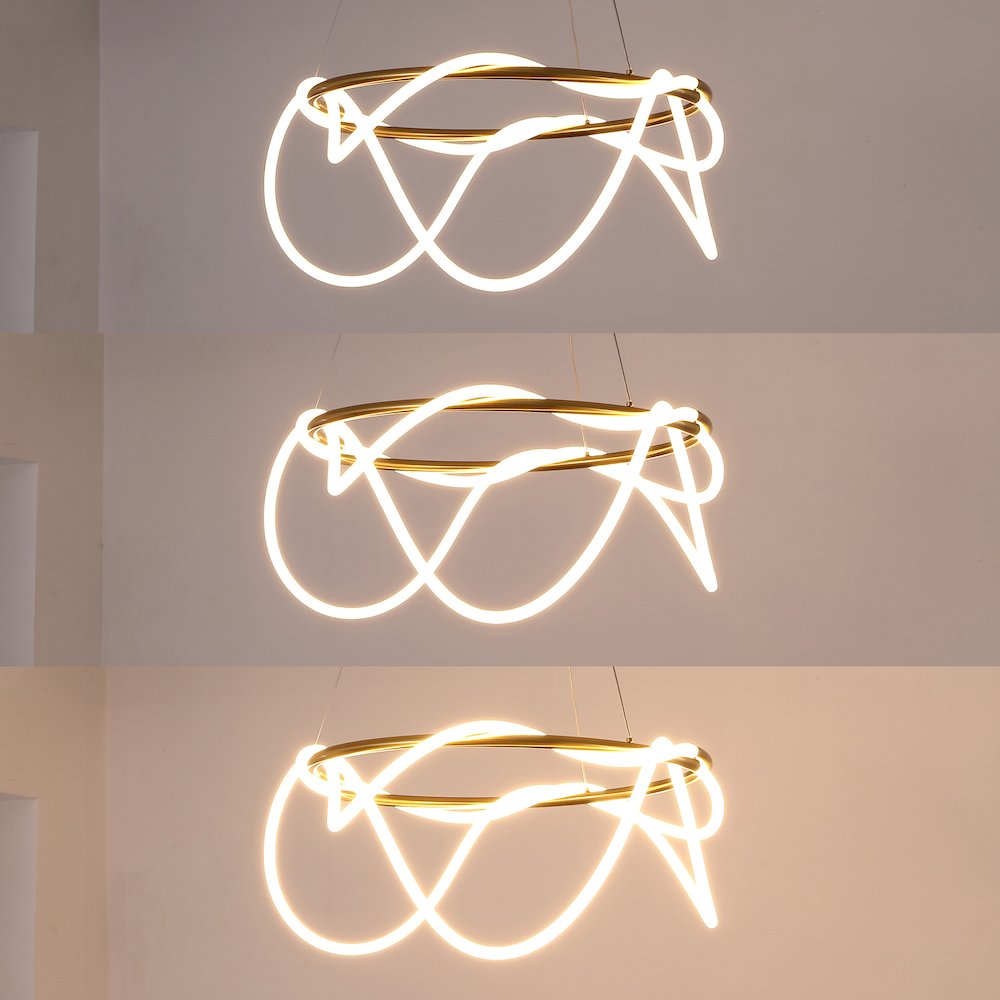 Minimalist 360 Adjustable Silicone Neon Rope Dimmable Integrated LED Chandelier. Picture 4