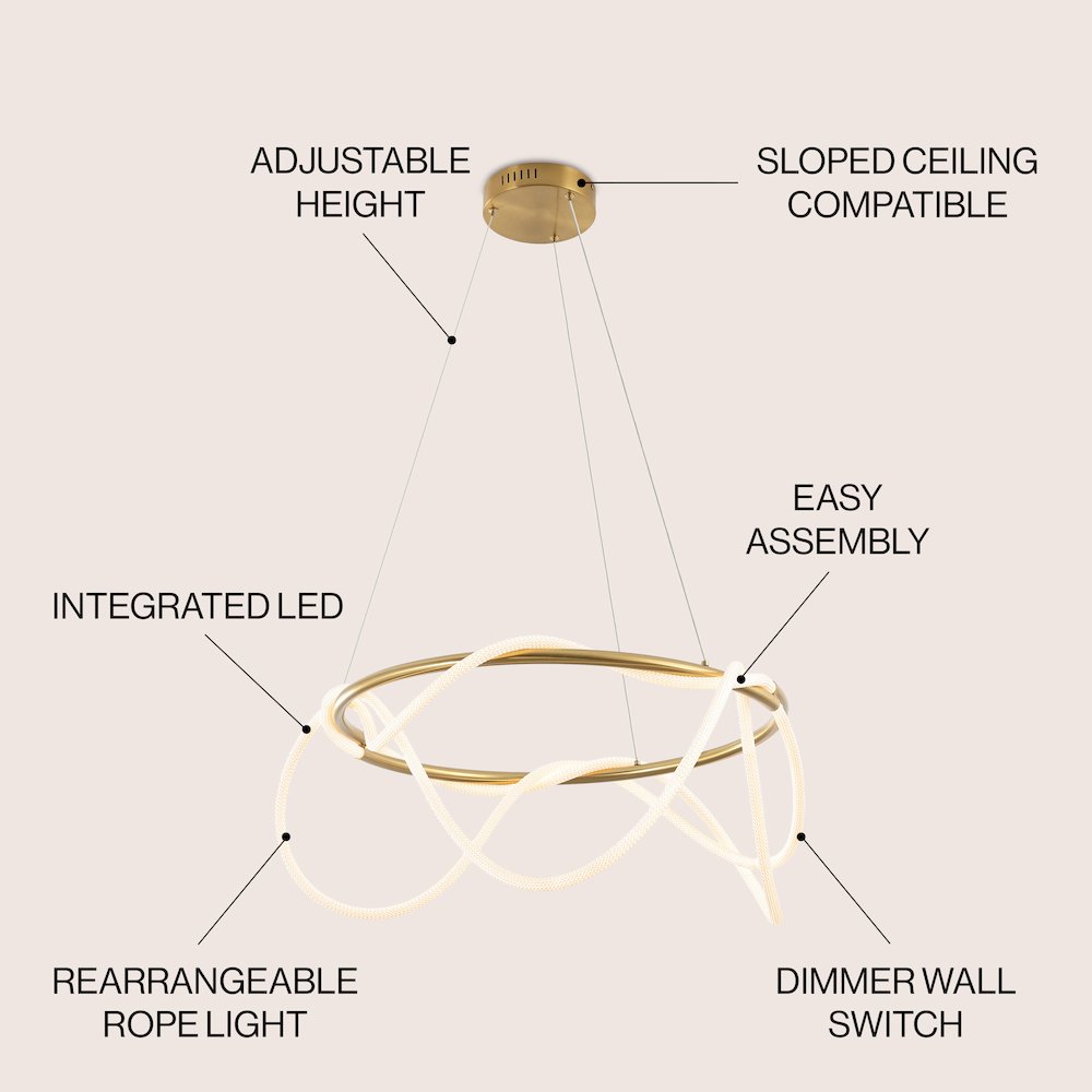 Minimalist 360 Adjustable Silicone Neon Rope Dimmable Integrated LED Chandelier. Picture 2