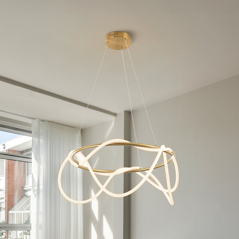 Minimalist 360 Adjustable Silicone Neon Rope Dimmable Integrated LED Chandelier. Picture 1