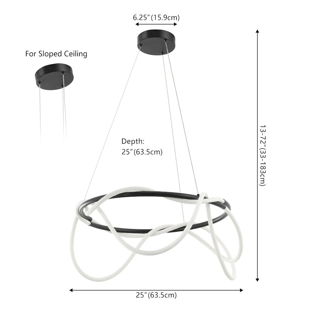 Minimalist 360 Adjustable Silicone Neon Rope Dimmable Integrated LED Chandelier. Picture 3
