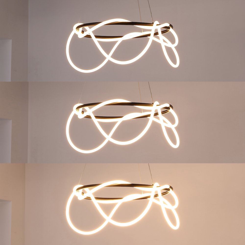 Minimalist 360 Adjustable Silicone Neon Rope Dimmable Integrated LED Chandelier. Picture 4