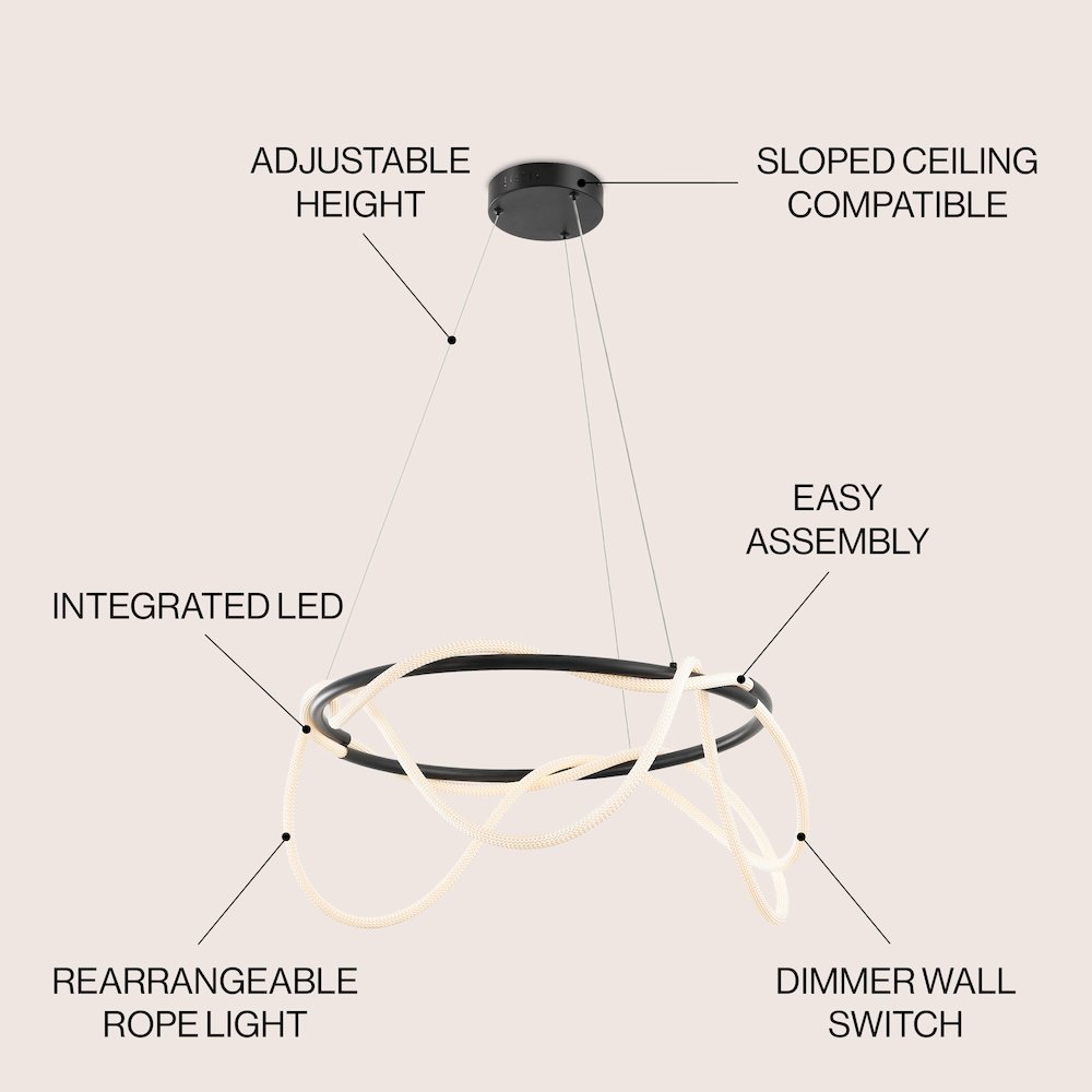 Minimalist 360 Adjustable Silicone Neon Rope Dimmable Integrated LED Chandelier. Picture 2