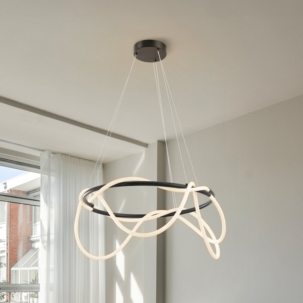 Minimalist 360 Adjustable Silicone Neon Rope Dimmable Integrated LED Chandelier. Picture 1