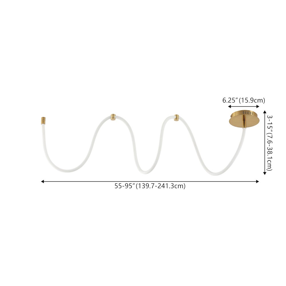 Contemporary Adjustable Silicone Rope Metal Dimmable Integrated LED Chandelier. Picture 1