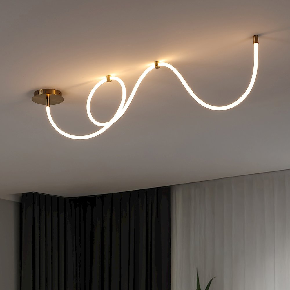Contemporary Adjustable Silicone Rope Metal Dimmable Integrated LED Chandelier. Picture 3