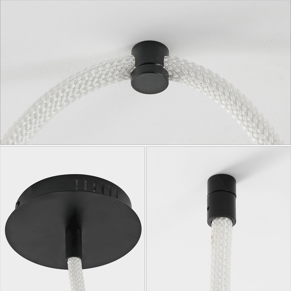 Contemporary Adjustable Silicone Rope Metal Dimmable Integrated LED Chandelier. Picture 4