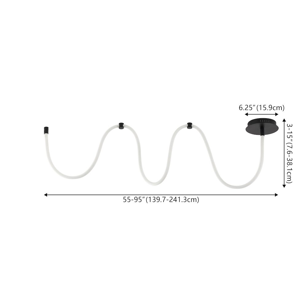 Contemporary Adjustable Silicone Rope Metal Dimmable Integrated LED Chandelier. Picture 1