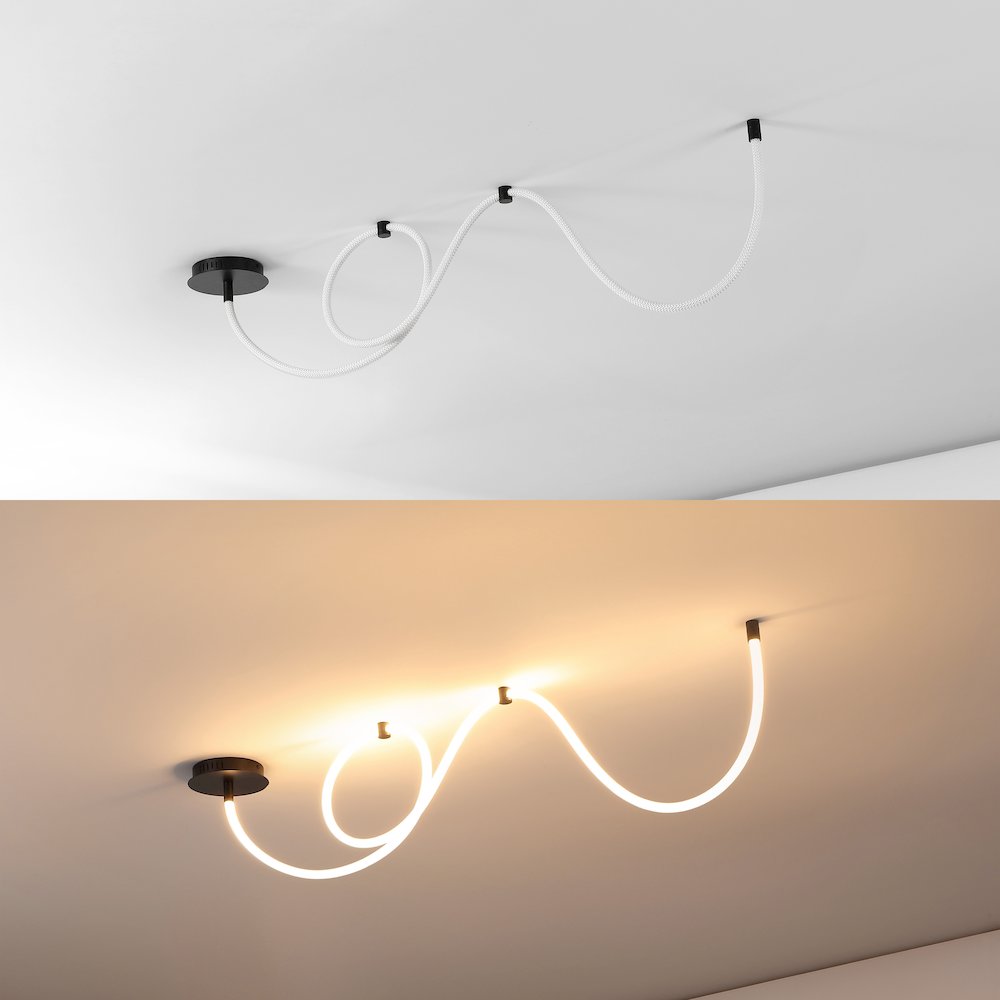 Contemporary Adjustable Silicone Rope Metal Dimmable Integrated LED Chandelier. Picture 2
