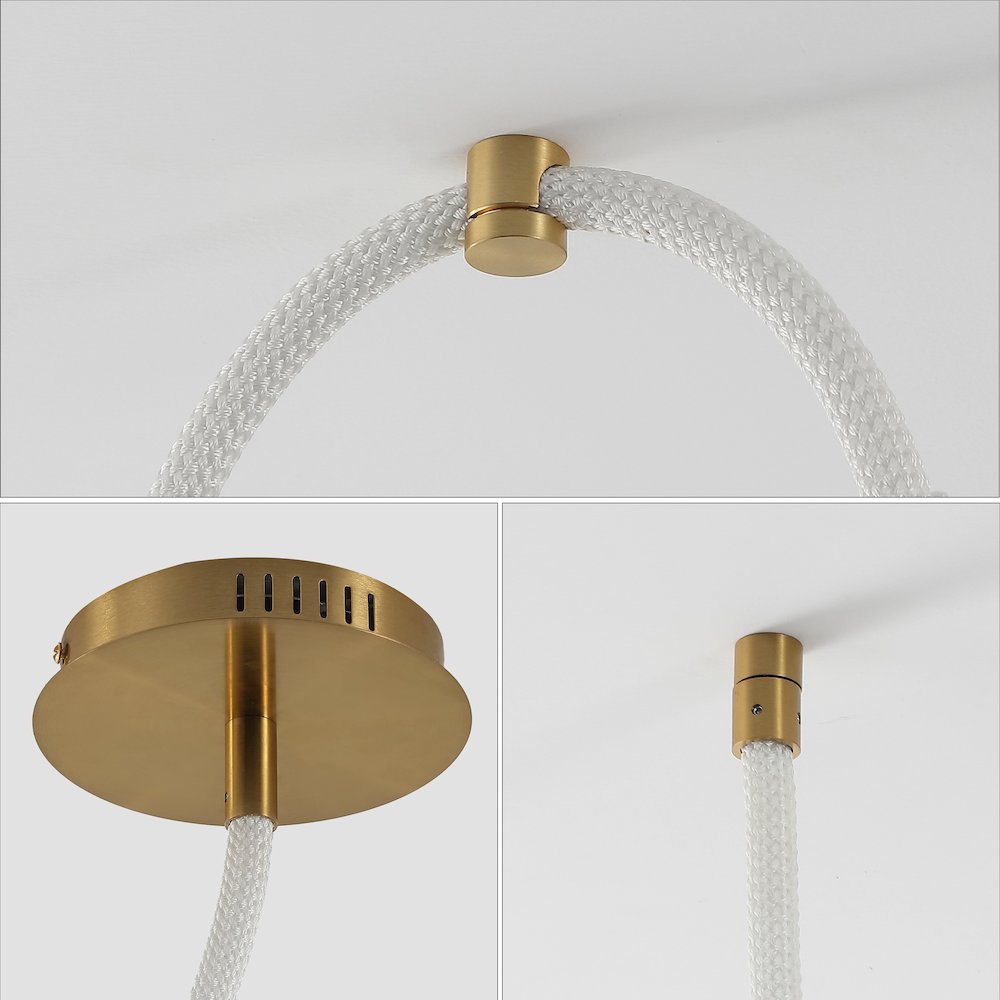 Contemporary Adjustable Silicone Rope Metal Dimmable Integrated LED Chandelier. Picture 4