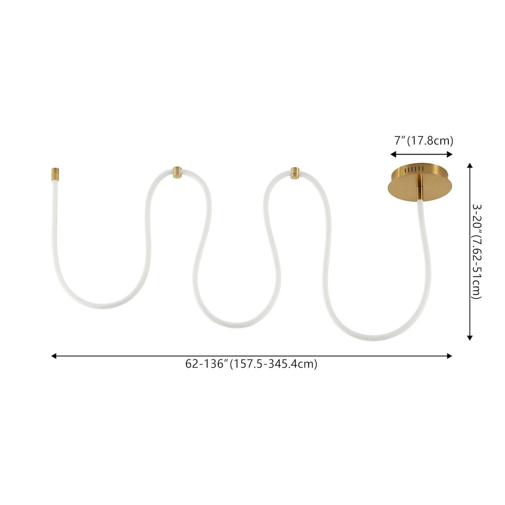 Contemporary Adjustable Silicone Rope Metal Dimmable Integrated LED Chandelier. Picture 1