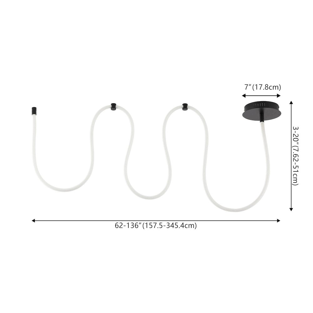 Contemporary Adjustable Silicone Rope Metal Dimmable Integrated LED Chandelier. Picture 1