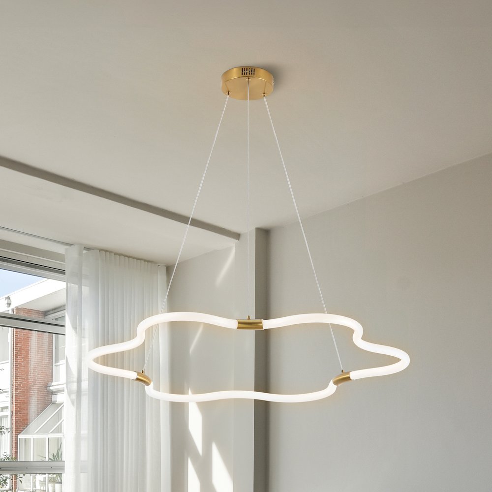 Minimalist Metal/Acrylic Adjustable Dimmable Cloud Integrated LED Chandelier. Picture 1