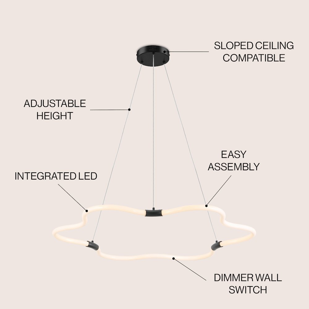 Minimalist Metal/Acrylic Adjustable Dimmable Cloud Integrated LED Chandelier. Picture 2