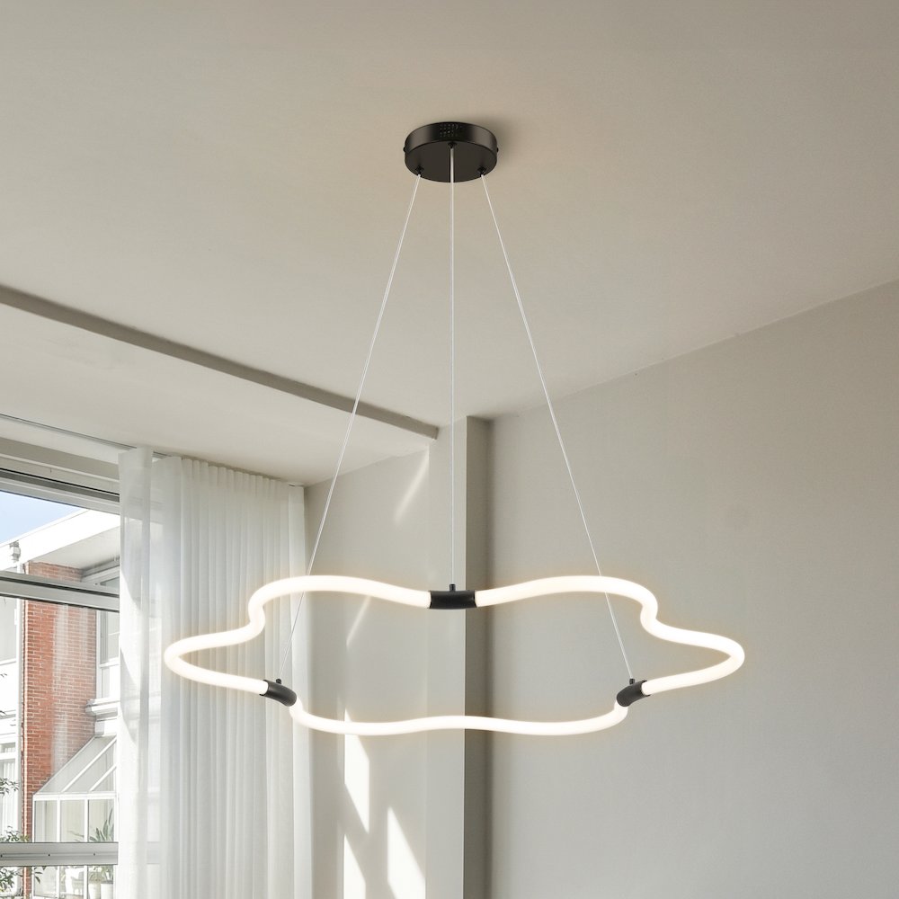Minimalist Metal/Acrylic Adjustable Dimmable Cloud Integrated LED Chandelier. Picture 1