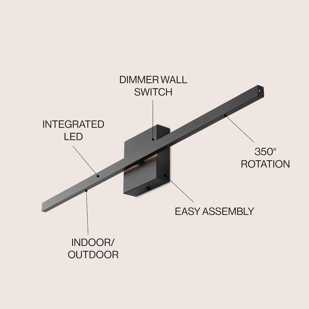 Indoor/Outdoor Metal 350-Degree Rotatable Dimmable Integrated LED Wall Sconce. Picture 1