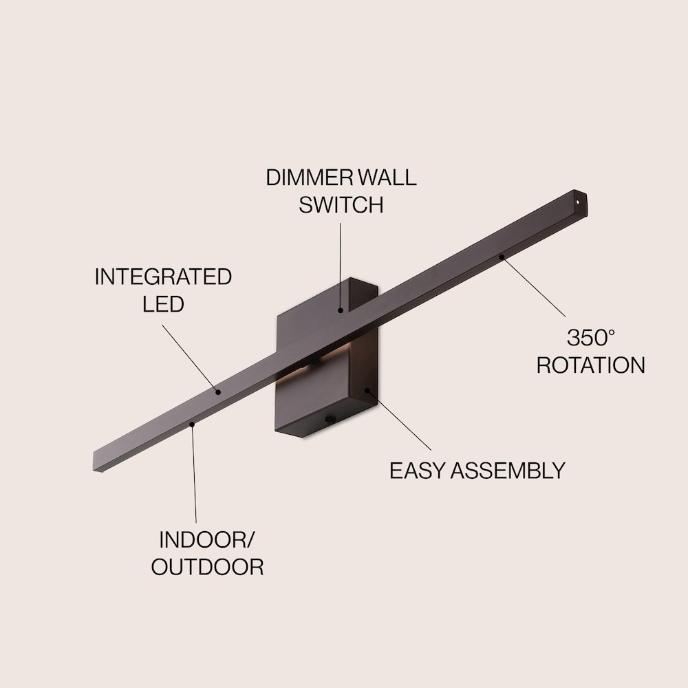 Indoor/Outdoor Metal 350-Degree Rotatable Dimmable Integrated LED Wall Sconce. Picture 1