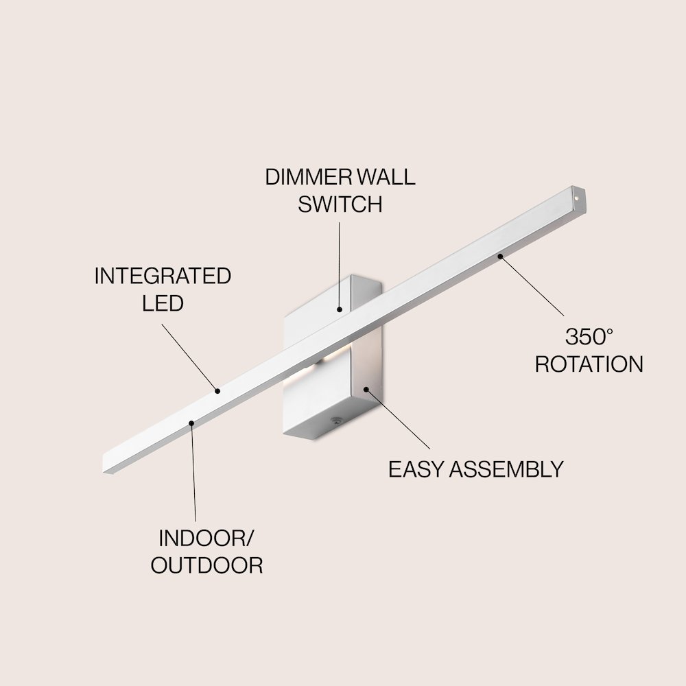Indoor/Outdoor Metal 350-Degree Rotatable Dimmable Integrated LED Wall Sconce. Picture 1