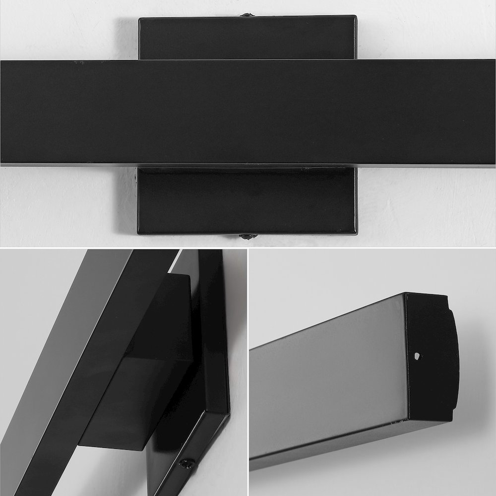 Metal 350-Degree Rotate Dimmable Integrated Linear LED Wall Sconce, Black. Picture 5