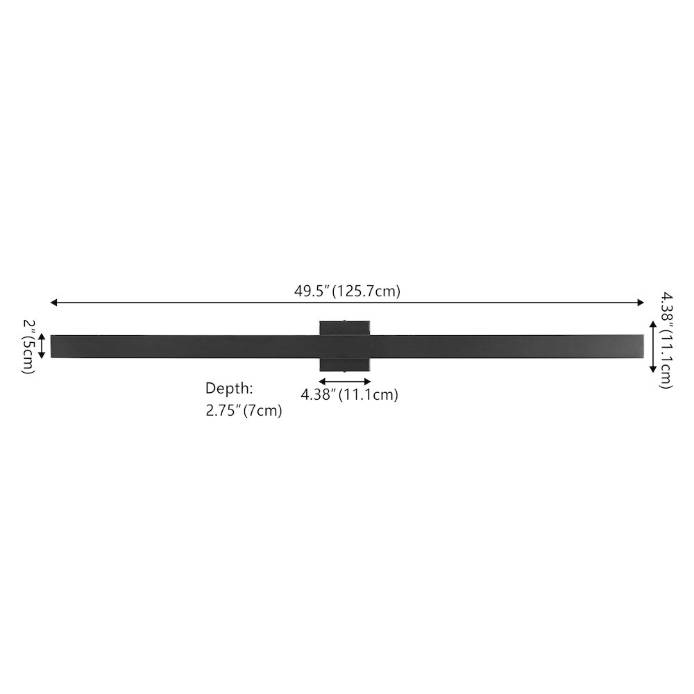 Metal 350-Degree Rotate Dimmable Integrated Linear LED Wall Sconce, Black. Picture 4