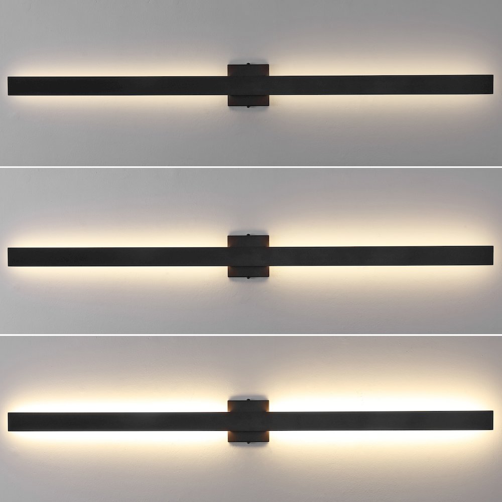 Metal 350-Degree Rotate Dimmable Integrated Linear LED Wall Sconce, Black. Picture 2
