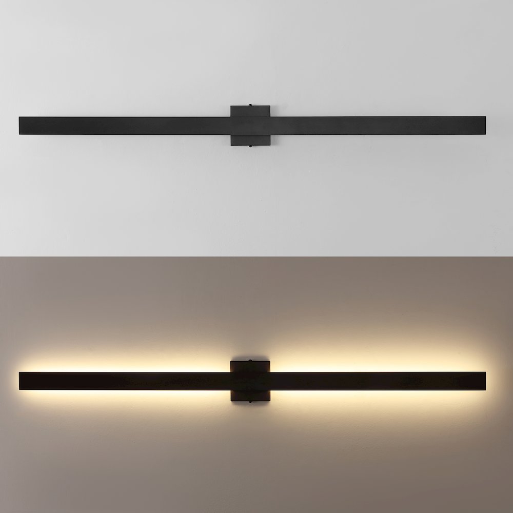 Metal 350-Degree Rotate Dimmable Integrated Linear LED Wall Sconce, Black. Picture 6