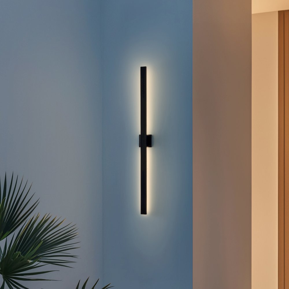 Metal 350-Degree Rotate Dimmable Integrated Linear LED Wall Sconce, Black. Picture 7