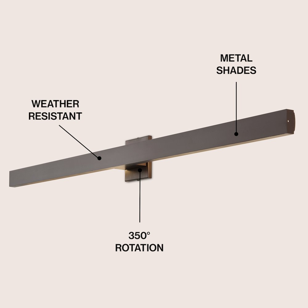 350-Degree Rotate Dimmable Integrated Linear LED Wall Sconce, Oil Rubbed Bronze. Picture 3