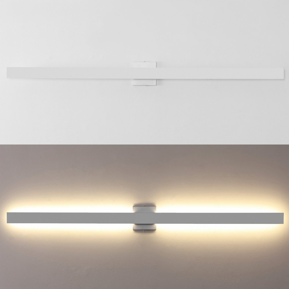 Metal 350-Degree Rotate Dimmable Integrated Linear LED Wall Sconce, White. Picture 6