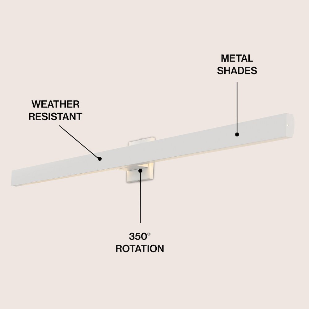 Metal 350-Degree Rotate Dimmable Integrated Linear LED Wall Sconce, White. Picture 3