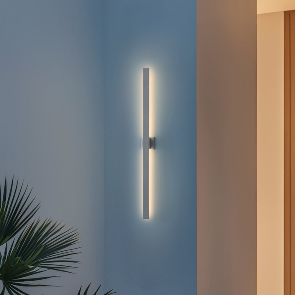 Metal 350-Degree Rotate Dimmable Integrated Linear LED Wall Sconce, White. Picture 7