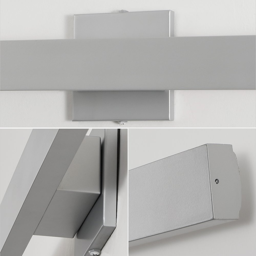Metal 350-Degree Rotate Dimmable Integrated Linear LED Wall Sconce, Silver. Picture 5