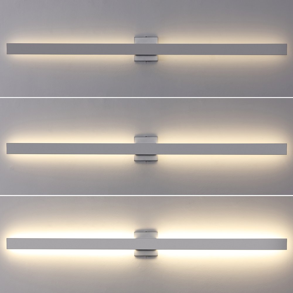Metal 350-Degree Rotate Dimmable Integrated Linear LED Wall Sconce, Silver. Picture 2