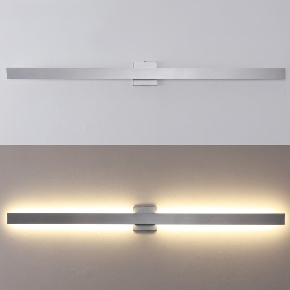 Metal 350-Degree Rotate Dimmable Integrated Linear LED Wall Sconce, Silver. Picture 6