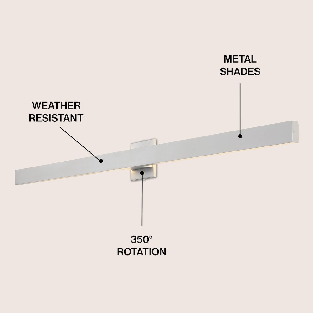 Metal 350-Degree Rotate Dimmable Integrated Linear LED Wall Sconce, Silver. Picture 3