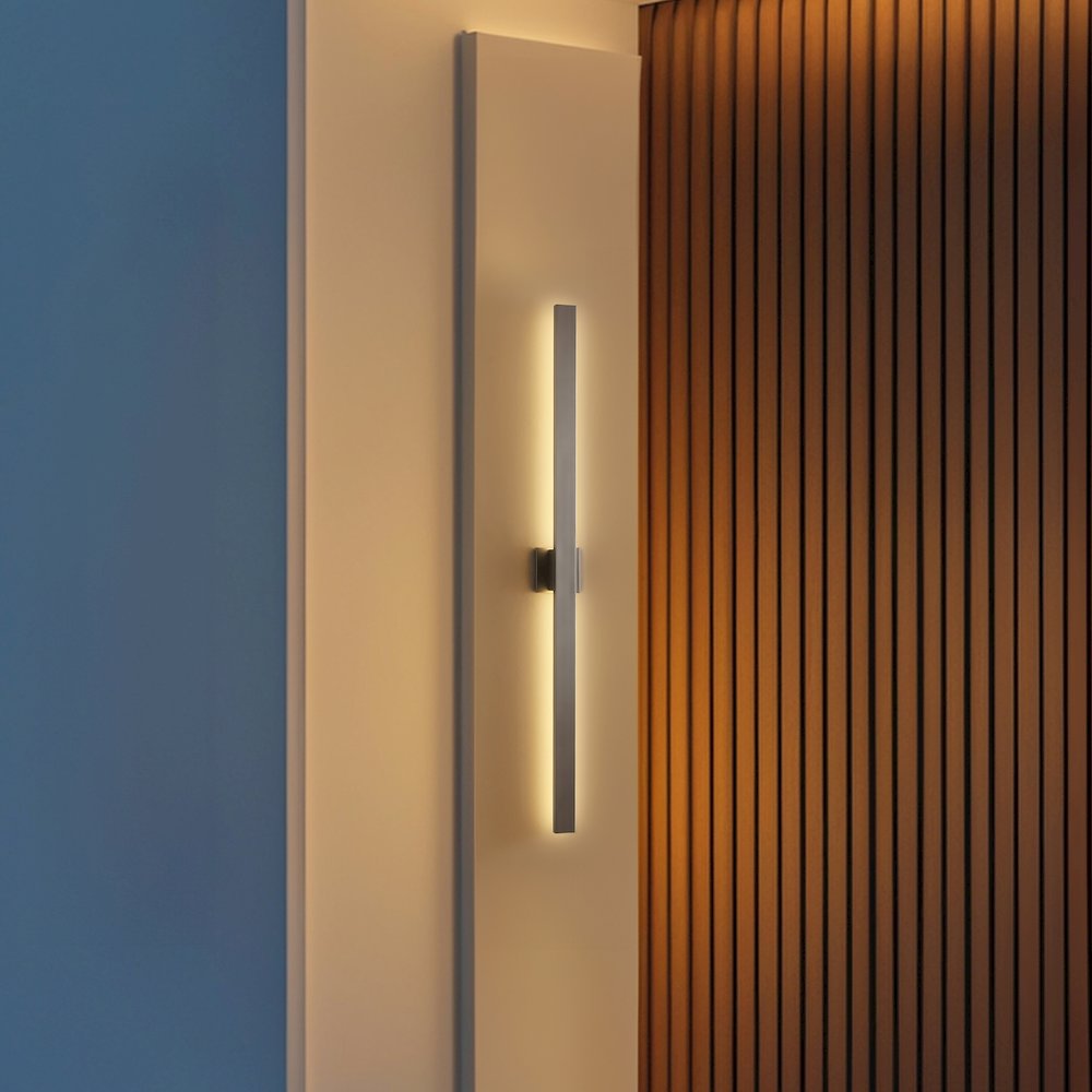 Metal 350-Degree Rotate Dimmable Integrated Linear LED Wall Sconce, Silver. Picture 7