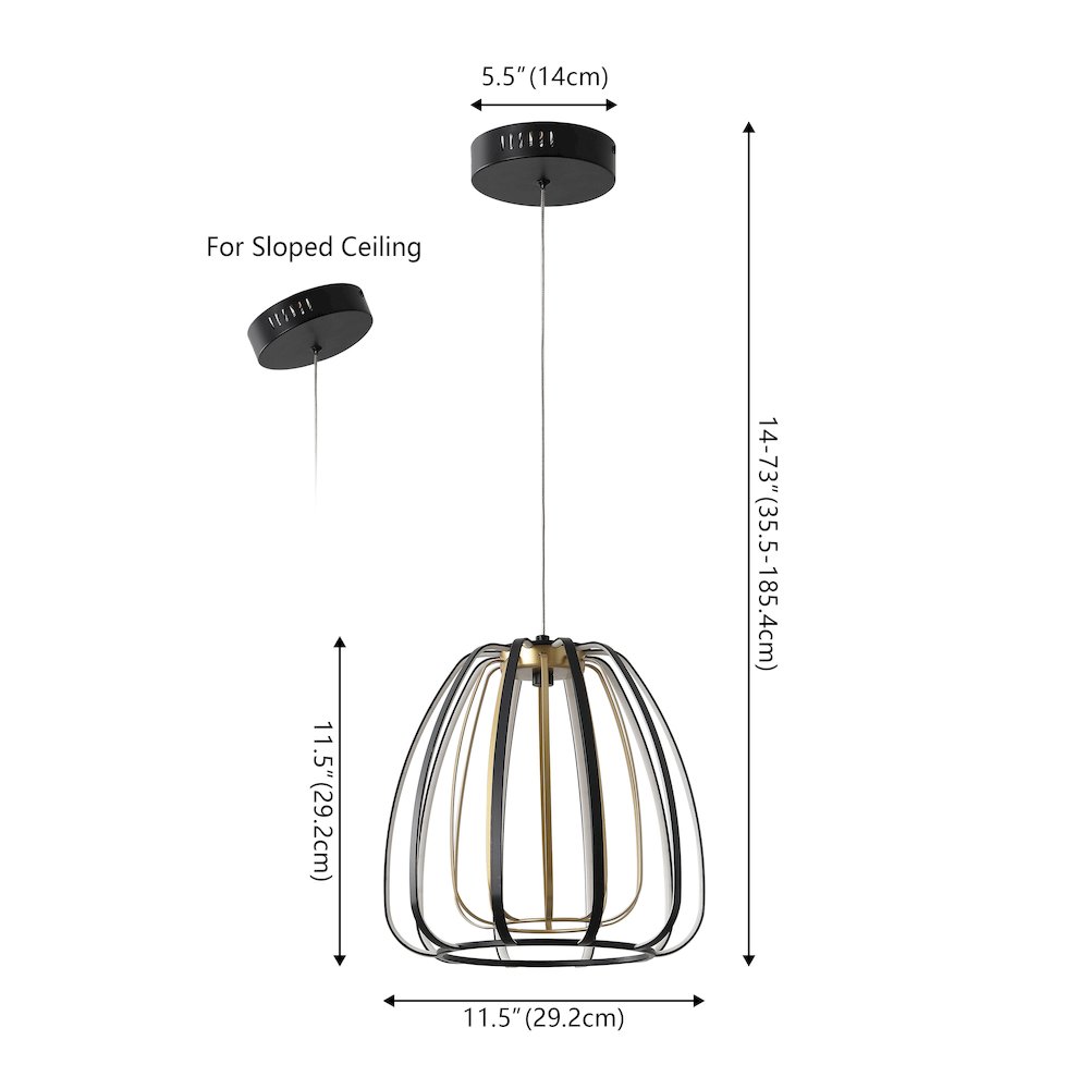 Gigi Modern Glam Metal Adjustable Dimmable Stripe Cage Integrated LED Pendant. Picture 1