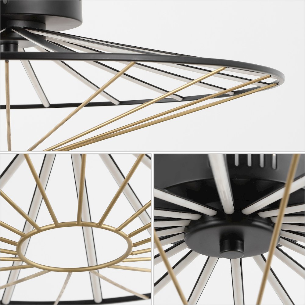 Anders Contemporary Scandinavian Dimmable Stripe UFO Integrated LED Flush Mount. Picture 4