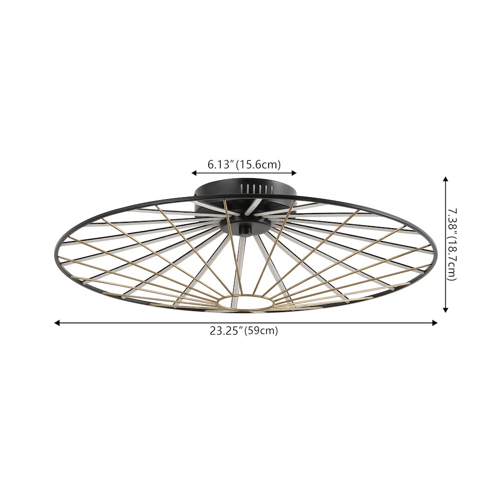 Anders Contemporary Scandinavian Dimmable Stripe UFO Integrated LED Flush Mount. Picture 1
