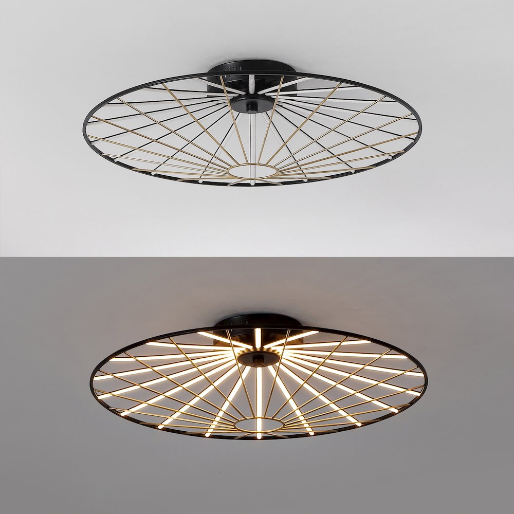 Anders Contemporary Scandinavian Dimmable Stripe UFO Integrated LED Flush Mount. Picture 2